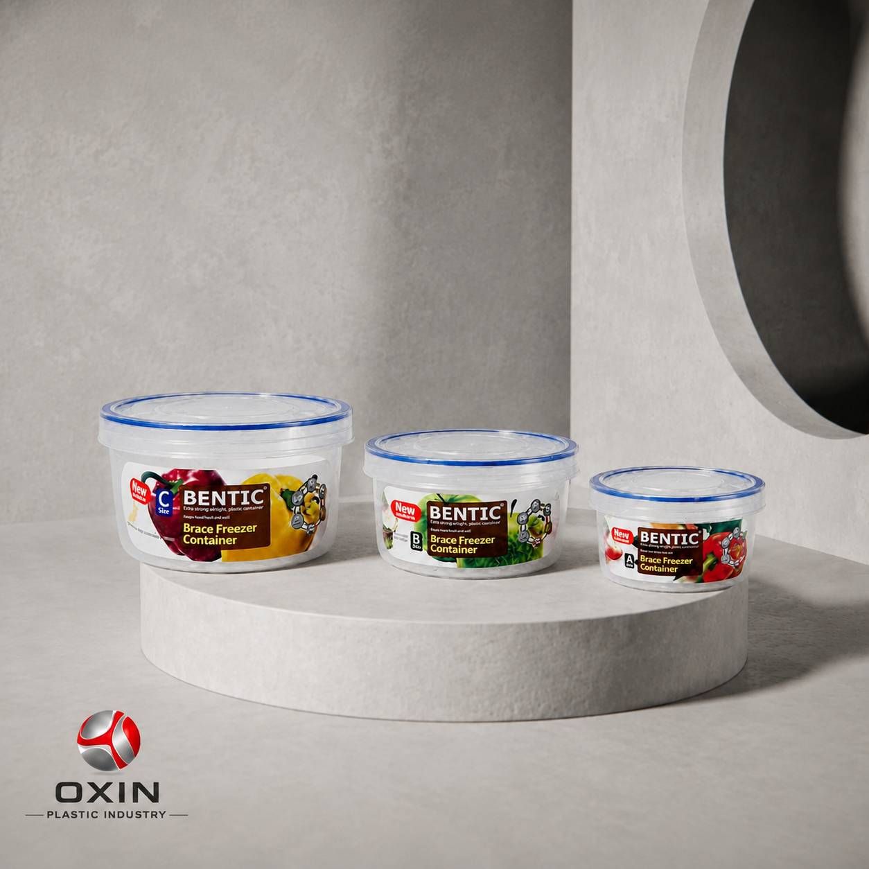 Bentic Brace Round Freezer Containers (Sizes A, B & C)