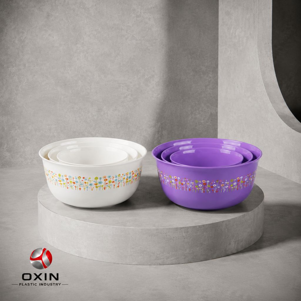 Bentic “Flora” 3-Piece Plastic Nesting Mixing & Salad Bowl Set
