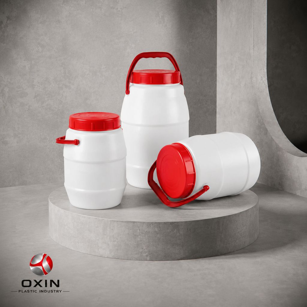 Oxin 2kg & 3kg Plastic Handled Jars (Threaded Lid Food-Grade Drums)